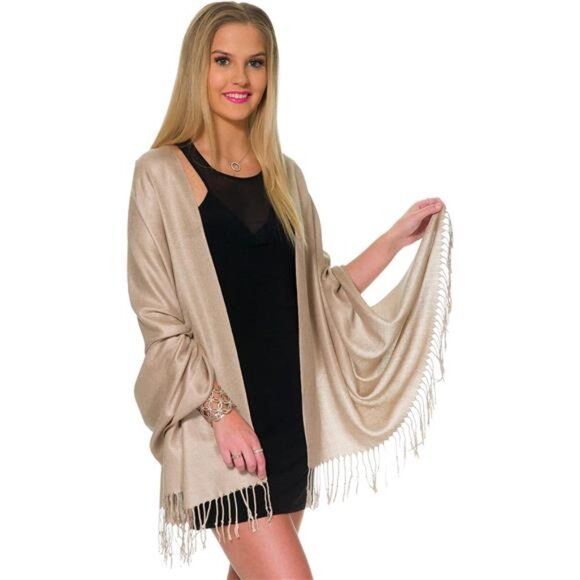 Pashmina Shawls and Wraps for Evening Dresses, Large Soft Pashminas Wedding - Picture 4 of 7